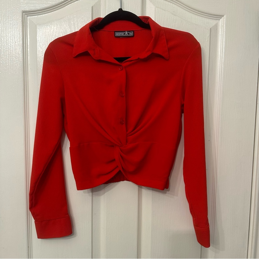 Cropped business casual long sleeve top